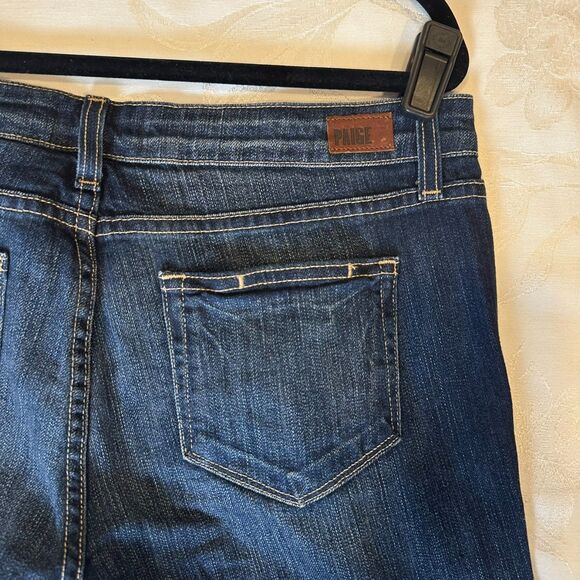 Paige Size-29 Womens Jeans Skyline Boot Dark Maternity Whiskered Distressed - Picture 14 of 16